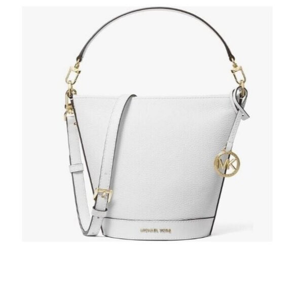 MICHAEL KORS Townsend pebbled leather women's small bucket crossbody bag - White - Picture 1 of 11